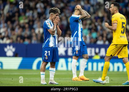 Cornella, Spanien. 14. Mai 2023. CORNELLA, SPANIEN - 14. MAI: Nico Melamed von RCD Espanyol während des Spiels La Liga zwischen RCD Espanyol und dem FC Barcelona im RCDE-Stadion am 14. Mai 2023 in Cornella, Spanien Kredit: DAX Images/Alamy Live News Stockfoto