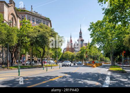 Gebäude mit Türmen, Casa de les Punxes, Avinguda Diagonal, Barcelona, Katalonien, Spanien Stockfoto