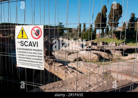 Ausgrabungsarbeiten auf dem Palatinhügel in Rom, Latium, Italien Stockfoto