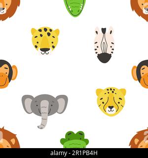 Süßes Muster für Babys und Kinder. Afrikanisches Tiermotiv. Nahtloses Vektormuster für Kindertextilien und Textildesign. Stock Vektor