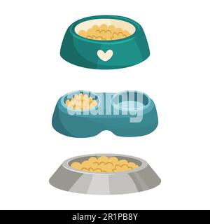 Tiernahrung Schalen Clip Art. Vektorabbildungen auf weiß isoliert. Stock Vektor