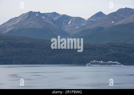 Argentinien, Port Williams. Viking Octantis auf dem Weg in die Antarktis. Stockfoto