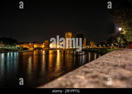 Castlevecchio Brücke über die Etsch in Verona, Italien Stockfoto