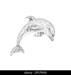 Hüpfender Delfin isoliert auf weißem Hintergrund. Meereslebewesen Stock Vektor