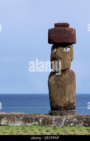 Chile, Osterinsel alias Rapa Nui, Ahu Tahai. UNESCO-Weltkulturerbe. Stockfoto
