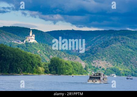 Oberwesel, Schloss Marksburg, Rhein, Rheintal, Rheinland-Pfalz, Deutschland Stockfoto