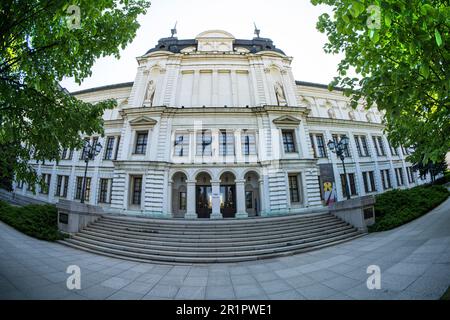 Sofia, Bulgarien. Mai 2023. Blick auf die Fassade der nationalen Kunstgalerie Kvadrat 500 im Stadtzentrum Stockfoto