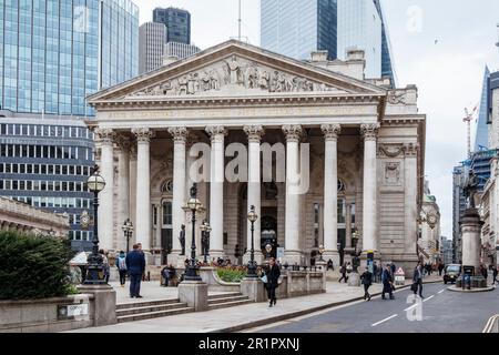 The Royal Exchange, gegründet im 16. Jahrhundert vom Händler Sir Thomas Gresham, London, Großbritannien Stockfoto