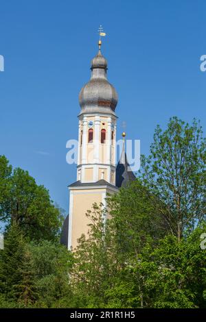 Kirche im Frühling, Westerndorf, Rosenheim, Oberbayern, Deutschland, Europa Stockfoto