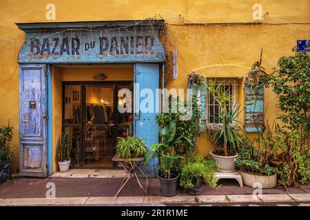 Ladenfront im Bezirk Le Panier, Marseille, Provence-Alpes-Cote d'Azur, Frankreich, Stockfoto