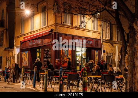 Bar im Viertel Le Panier, Marseille, Provence-Alpes-Cote d'Azur, Frankreich, Stockfoto