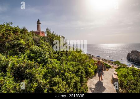 Pfad zum Badeort Lido del Faro, Anacapri, Capri Island, Golf von Neapel, Kampanien, Italien, Europa Stockfoto
