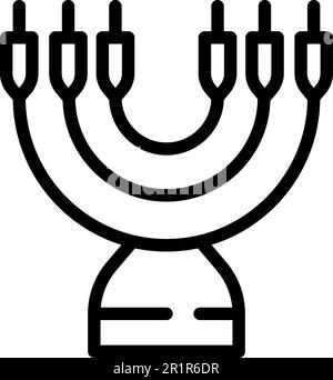 Hanukka-Kerzen Symbol Konturvektor. Israelischer jude. Kartenparty Stock Vektor