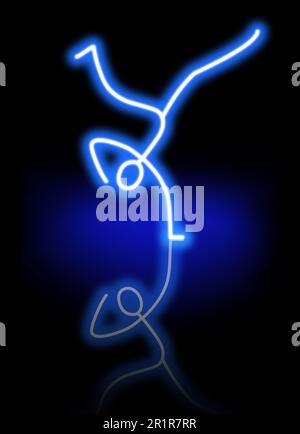 Abbildung einer tanzenden Leuchtreklammfigur Stockfoto