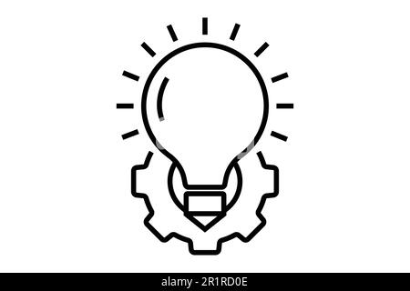 Symbol für effektive Lösung. Kreative Ideen – Glühbirnen- und Getriebekonzept. Stil des Liniensymbols. Einfache Vektorkonstruktion editierbar Stock Vektor