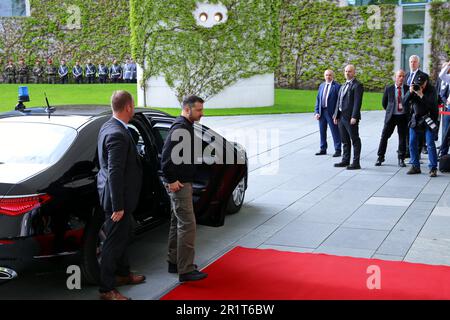 Berlin, Deutschland, 14,5.23, Volodymyr Zelenskyj, ukrainischer Präsident kommt in das Bundeskanzleramt Besuche von Präsident Zelensky in Berlin Stockfoto