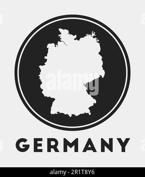 Symbol für Deutschland. Rundes Logo mit Landkarte und Titel. Stilvolles deutsches Abzeichen mit Karte. Vektordarstellung. Stock Vektor