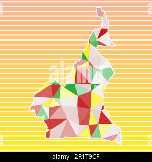 Kamerun Vektorillustration. Kamerun-Design auf verlaufendem Streifen-Hintergrund. Technologie, Internet, Netzwerk, Telekommunikationskonzept. Stock Vektor