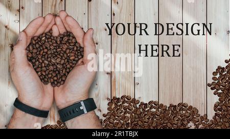 Einfaches Kaffeekonzept mit Draufsicht. Stockfoto