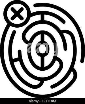 Konturvektor des Fingerabdrucksymbols abgelehnt. Sicherheitsschlüssel. Zugriff auf Menschen Stock Vektor