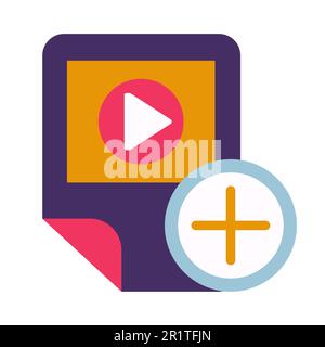 Videoplayer, App überprüft Glyphenvektorsymbol. Hinzufügen einer Multimediadatei zur Wiedergabeliste isoliertes Piktogramm Stock Vektor