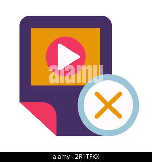 Entfernen von Multimedia-Playern, Symbol für Glyphe beim Löschen von Apps. Mehrfarbiges Piktogramm, isoliert auf weißem Hintergrund Stock Vektor