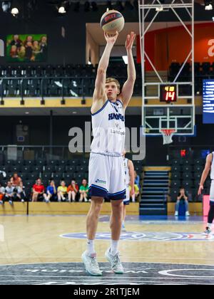 Zwolle, Niederlande. 15. Mai 2023. ZWOLLE, NIEDERLANDE - MAI 15: Felix Terins von Landstede Hammers während des BNXT League-Spiels zwischen Landstede Hammers und RSW Liege Basket im Landstede Sportcentrum am 15. Mai 2023 in Zwolle, Niederlande (Foto von Albert ten Hove/Orange Pictures) Guthaben: Orange Pics BV/Alamy Live News Stockfoto