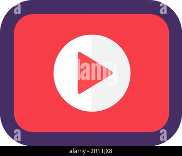 Media Player-Symbol mit Wiedergabetaste flaches Design, Multimedia-App-Signaturvektor-Abbildung. Video- oder Audio-Start-Taste für Web-Navigation oder Mobile App Stock Vektor