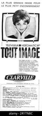 Clarville Portable TV französische Printwerbung, 1959 Stockfoto