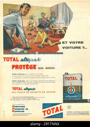 Motor Oil Total Altigrade, französischer Werbespot, 1959 Stockfoto