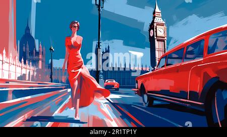 Illustration der wunderschönen Stadt London. Vereinigtes Königreich Stockfoto