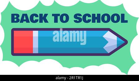 Vorlage für das „Zurück zur Schule“-Poster-Design. Kreatives Banner mit Bleistift für den 1. september oder Schulkonzept. Vorlage für Web-Hintergrund. Stock Vektor