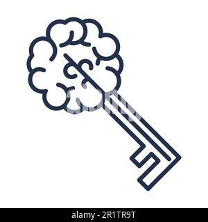 Key Brain Sign isoliert auf weißem Hintergrund, Symbol für kreatives Denken. Vektordarstellung des Kreativ- und Innovationskonzepts. Geschäftszeichen, Educatio Stock Vektor