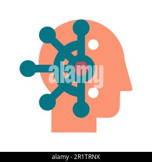 Gedankenkontrolle, Gedankenmanipulation, Flachvektorsymbol. Gehirnwäsche, Neurowissenschaften Farbpiktogramm Stock Vektor