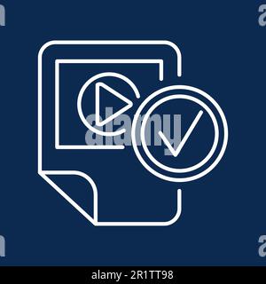 Media Player überprüft blaues monochromes lineares Symbol. Video-App mit Farbmarkierungslinien-Piktogramm Stock Vektor