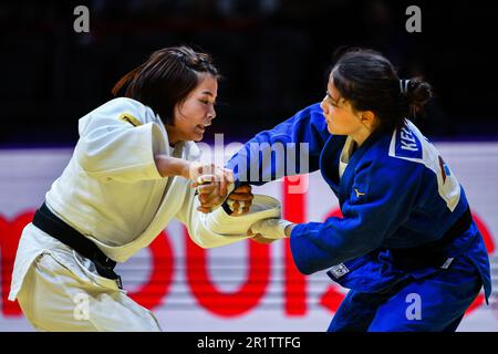 Doha, Katar, 8. Mai 2023. Uta Abe aus Japan tritt gegen Diyora Keldiyorova aus Usbekistan beim Gold-Medaillenspiel der Frauen im Wert von 52kg $ während der Judo-Weltmeisterschaft 2023 - Tag 2 in Doha, Katar, an. 8. Mai 2023. Kredit: Nikola Krstic/Alamy Stockfoto