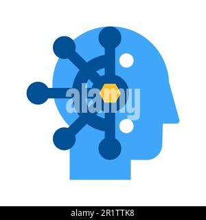 Gedankenkontrolle, Gedankenmanipulation, Flachvektorsymbol. Gehirnwäsche, Neurowissenschaften Farbpiktogramm Stock Vektor