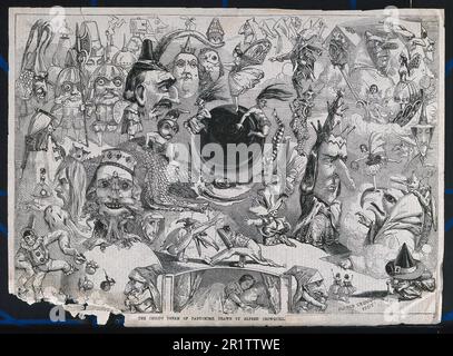 Drachen, Gesichter von Königinnen, Königen, Dämonen, Hexen und Monstern, Historische, digital restaurierte Reproduktion eines Originals aus dem 18. Oder 19. Jahrhundert / Drachen, Gesichter von Königinnen, Königen, Dämonen, Hexen und Monstern, Historisch, digital restaurierte Reproduktion von einer Vorlage aus dem 18. Oder 19. Hundert Stockfoto