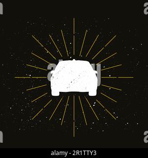 Retro-Automobil, Limousine-Silhouette. Symbol für die Transportbranche. Logo des Service für die Fahrzeugwartung Stock Vektor