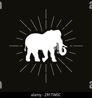 Retro Elephant Silhouette Logo. Power-Zeichen und Vintage-Logo. Symbol „Zoo“. Zustellungssymbol. Vektor Stock Vektor