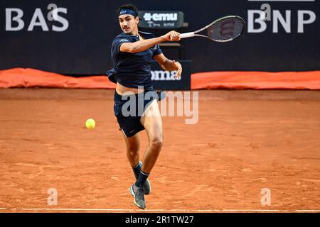 Rom, Italien. 15. Mai 2023. Lorenzo Sonego aus Italien in Aktion während seines Spiels gegen Stefanos Tsitsipas aus Griechenland beim Internazionali BNL d'Italia Tennis Turnier im Foro Italico in Rom am 15. Mai 2023. Kredit: Insidefoto di andrea staccioli/Alamy Live News Stockfoto