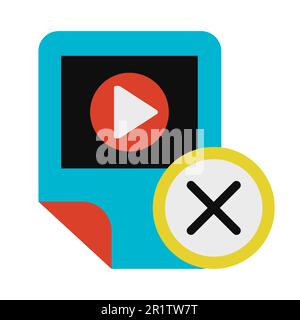 Entfernen von Multimedia-Playern, Symbol für Glyphe beim Löschen von Apps. Mehrfarbiges Piktogramm, isoliert auf weißem Hintergrund Stock Vektor