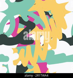 Gestalte Lustige Bunte Streifen Kreatives Muster. Von Hand Gezeichnete, Farbenfrohe Pinselstriche – Dekoration. Trendige, Elegante Oberfläche Nahtloser Backgroun Stock Vektor