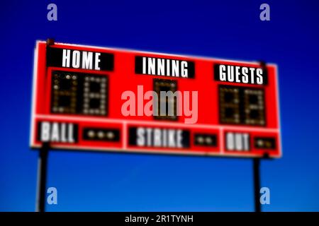 Baseball-Anzeigetafel mit Details zu Torschuss-Innings selektiver Fokus Stockfoto