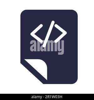 Codierungsskript, Darstellung des Symbols für elektronische Dateien, Glyphe-Vektor. HTML-Tag, Symbol für Systemdokument Stock Vektor