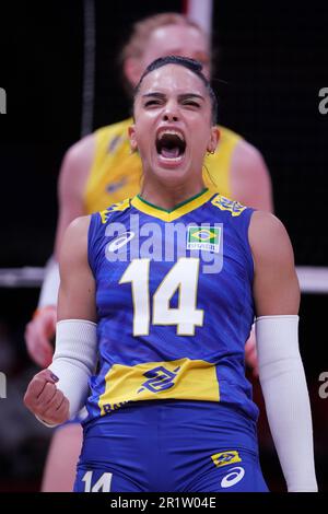 ANKARA, TURKIYE - JULY 13, 2022: Araujo Natalia in Brazil vs Japan VNL Quarter Final match in Ankara Arena Stock Photo