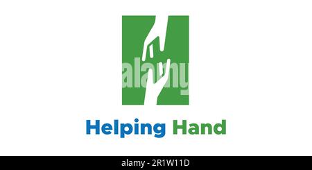 Firmenlogo, Logo der Helfenden Hand, Logo des Buchstabens H stehen für 2 Hände Stock Vektor
