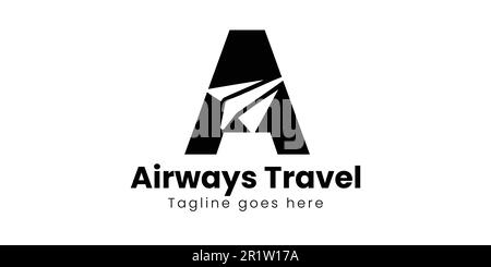 Flach modern A Initial Travel Logo Designs Konzept Vektor, Designkonzept, kreatives Symbol, Symbol, Wortmarke Logo, Logo Reisebüro Stock Vektor