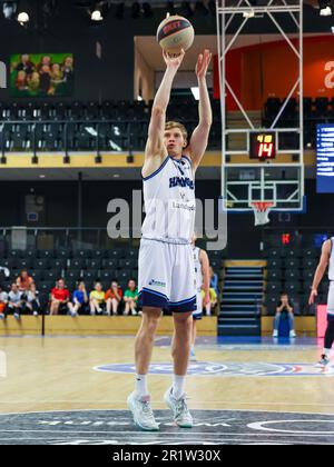 Zwolle, Niederlande. 15. Mai 2023. ZWOLLE, NIEDERLANDE - MAI 15: Felix Terins von Landstede Hammers während des BNXT League-Spiels zwischen Landstede Hammers und RSW Liege Basket im Landstede Sportcentrum am 15. Mai 2023 in Zwolle, Niederlande (Foto von Albert ten Hove/Orange Pictures) Guthaben: Orange Pics BV/Alamy Live News Stockfoto