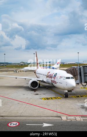 Kuala Lumpur, Malaysia - Mai 2023: Batik Air Aircraft, Boeing, am Kuala Lumpur International Airport. Batik Air ist eine indonesische Linienfluggesellschaft. Stockfoto